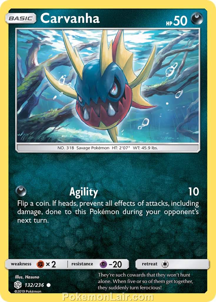 2019 Pokemon Trading Card Game Cosmic Eclipse Price List – 132 Carvanha