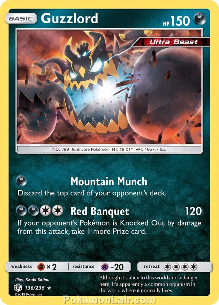 2019 Pokemon Trading Card Game Cosmic Eclipse Price List – 136 Guzzlord