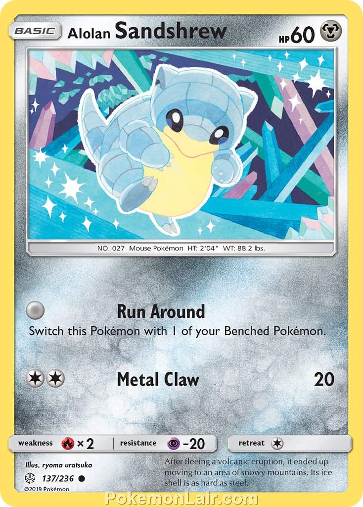 2019 Pokemon Trading Card Game Cosmic Eclipse Price List – 137 Alolan Sandshrew