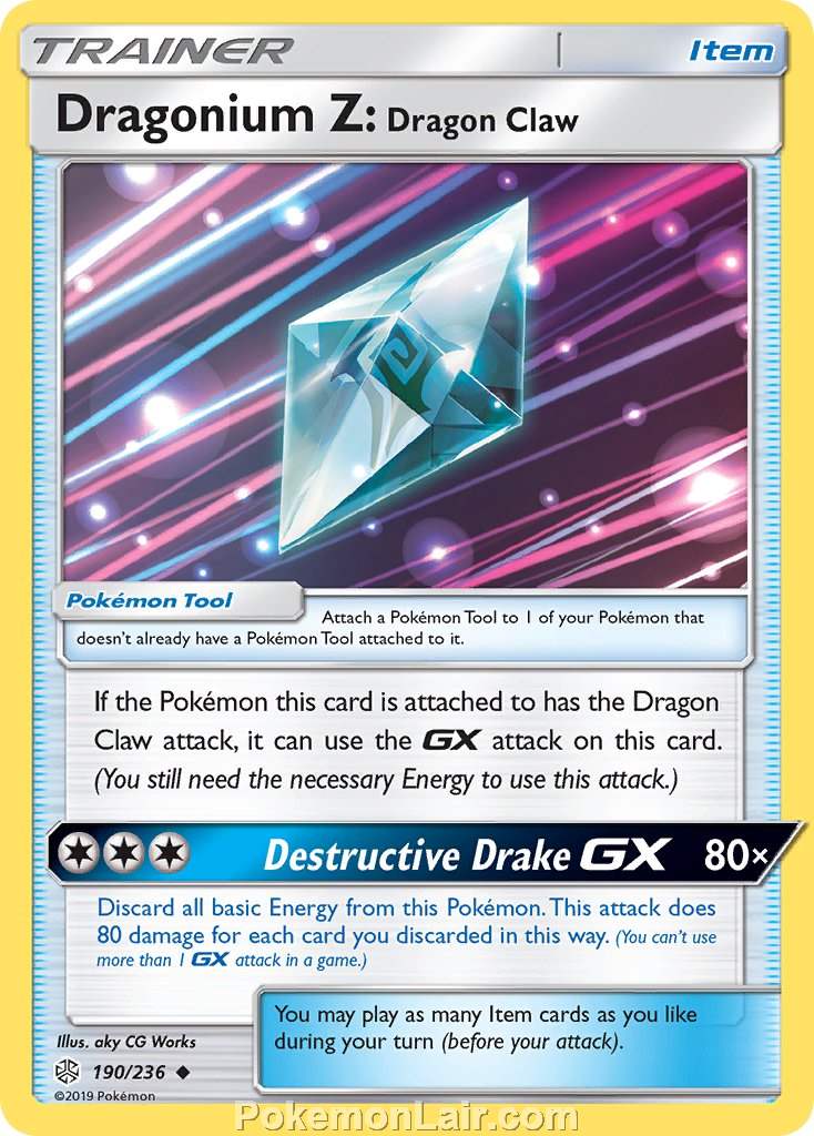 2019 Pokemon Trading Card Game Cosmic Eclipse Price List – 190 Dragonium Z Dragon Claw