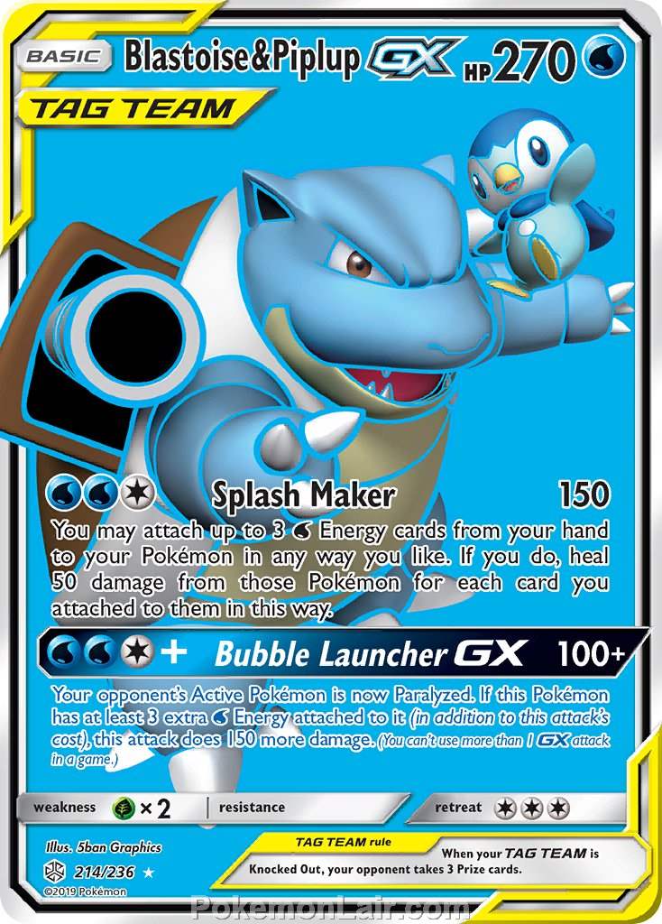 2019 Pokemon Trading Card Game Cosmic Eclipse Price List – 214 Blastoise Piplup GX