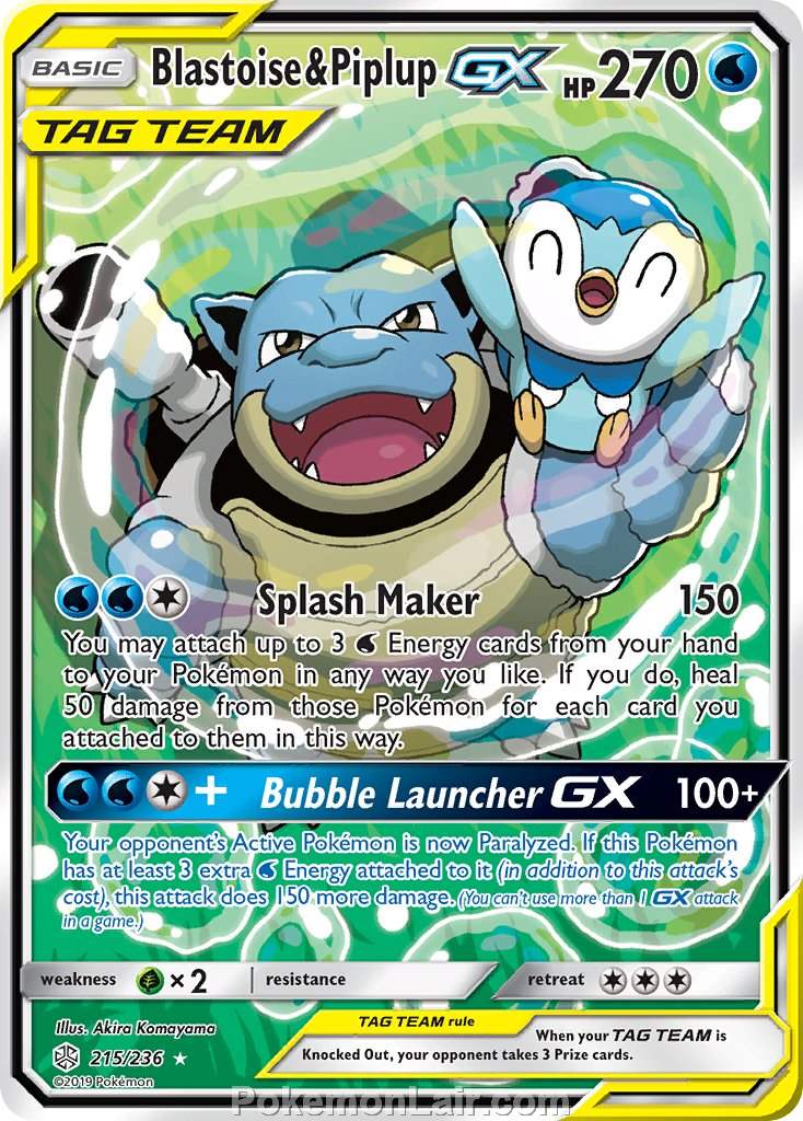 2019 Pokemon Trading Card Game Cosmic Eclipse Price List – 215 Blastoise Piplup GX