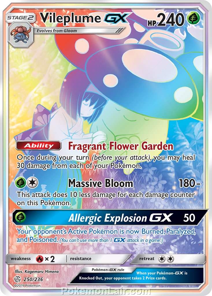 2019 Pokemon Trading Card Game Cosmic Eclipse Price List – 250 Vileplume GX