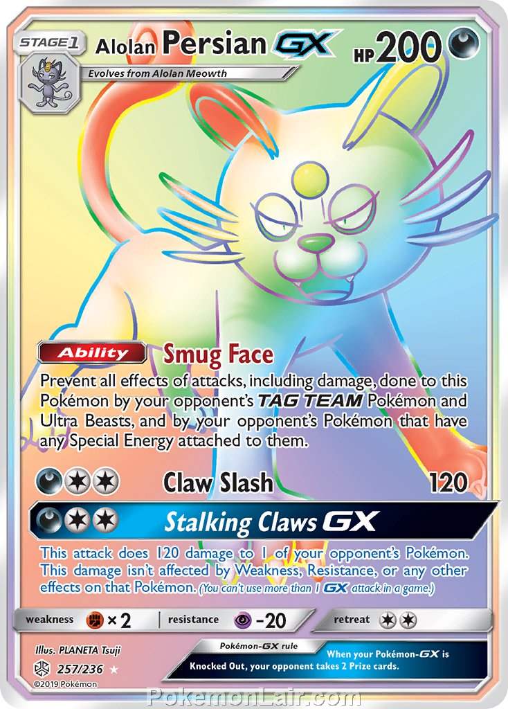 2019 Pokemon Trading Card Game Cosmic Eclipse Price List – 257 Alolan Persian GX