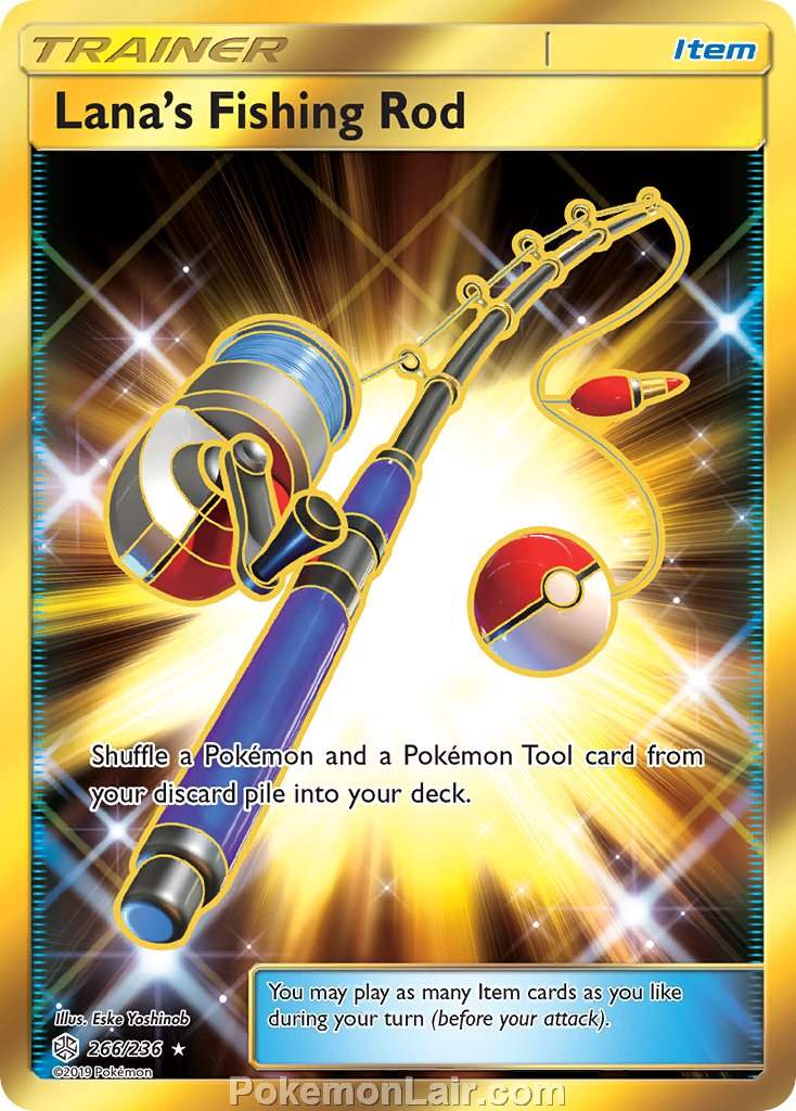 2019 Pokemon Trading Card Game Cosmic Eclipse Price List – 266 Lanas Fishing Rod