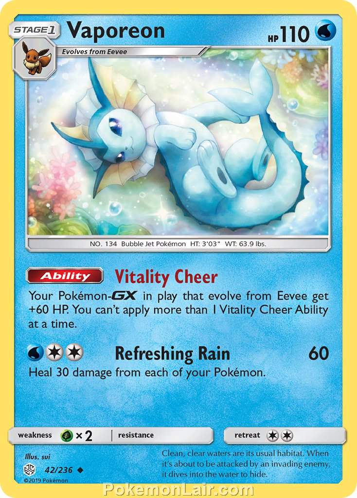 2019 Pokemon Trading Card Game Cosmic Eclipse Price List – 42 Vaporeon