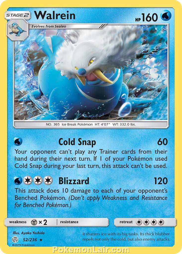 2019 Pokemon Trading Card Game Cosmic Eclipse Price List – 52 Walrein