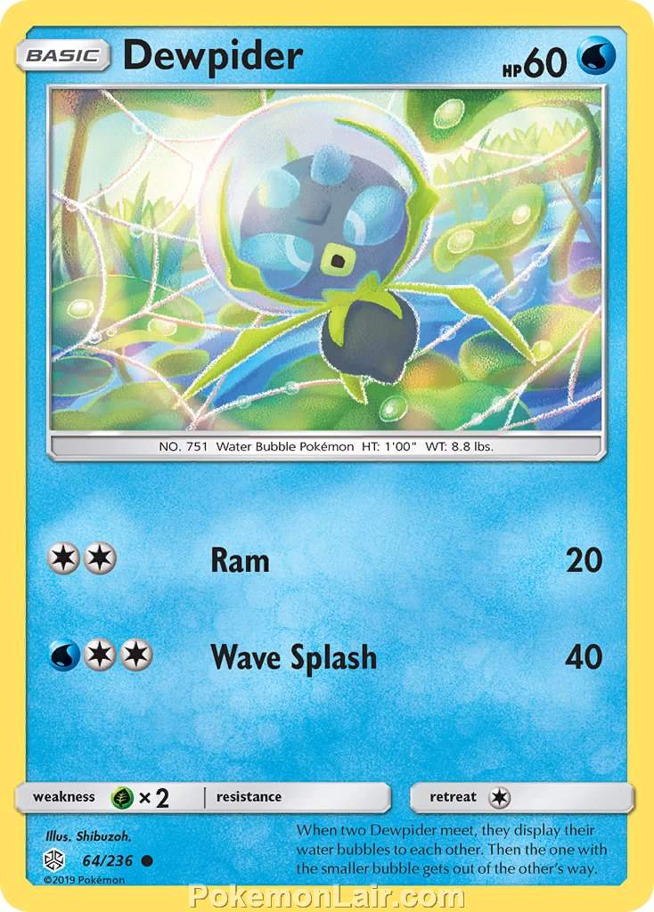 2019 Pokemon Trading Card Game Cosmic Eclipse Price List – 64 Dewpider