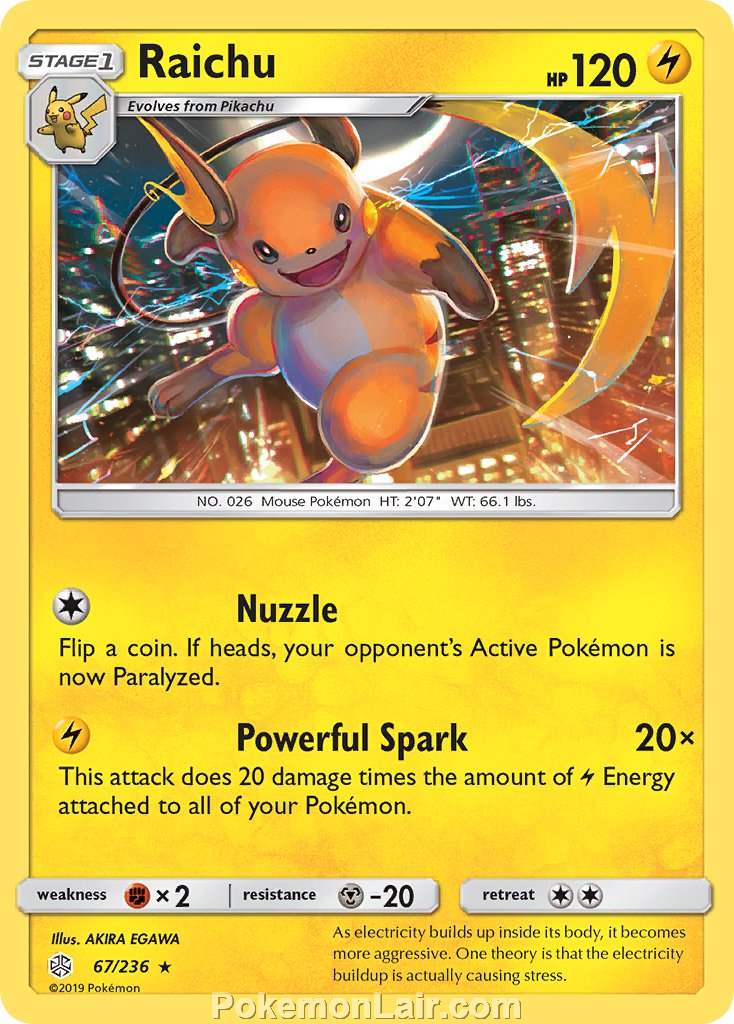 2019 Pokemon Trading Card Game Cosmic Eclipse Price List – 67 Raichu