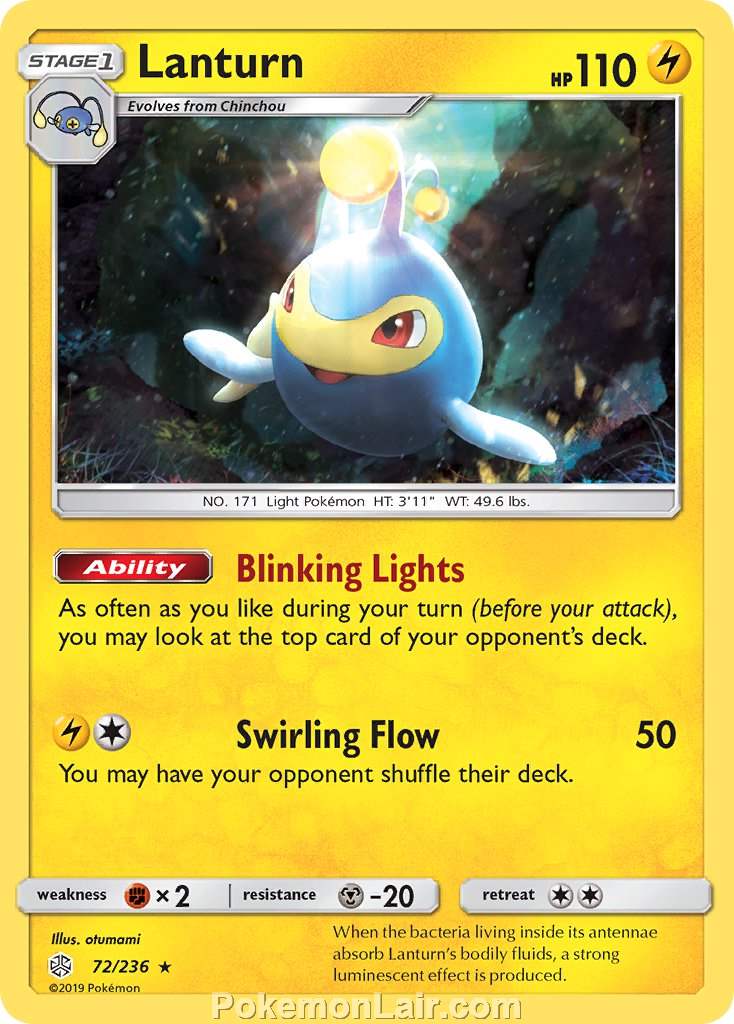 2019 Pokemon Trading Card Game Cosmic Eclipse Price List – 72 Lanturn