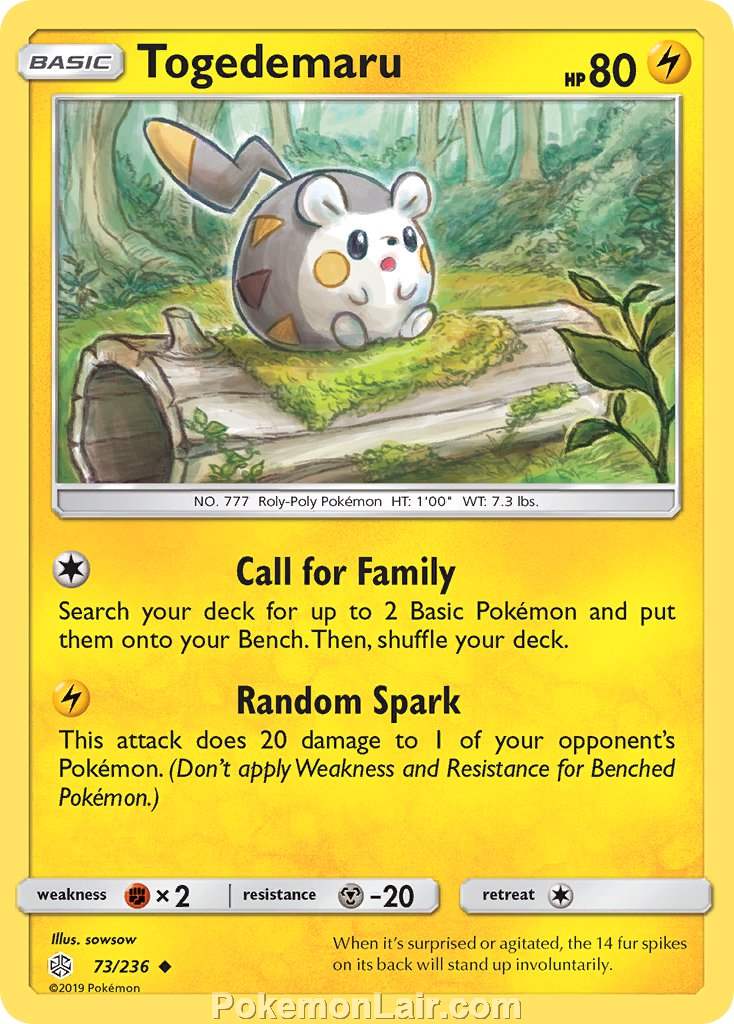 2019 Pokemon Trading Card Game Cosmic Eclipse Price List – 73 Togedemaru