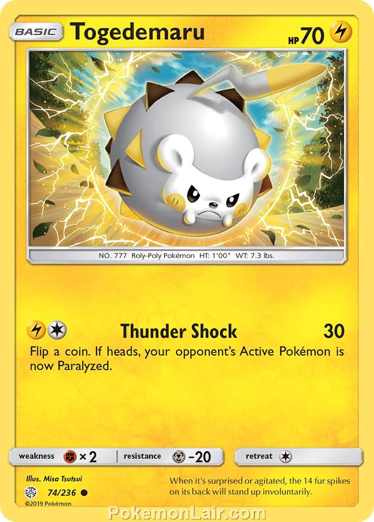 2019 Pokemon Trading Card Game Cosmic Eclipse Price List – 74 Togedemaru