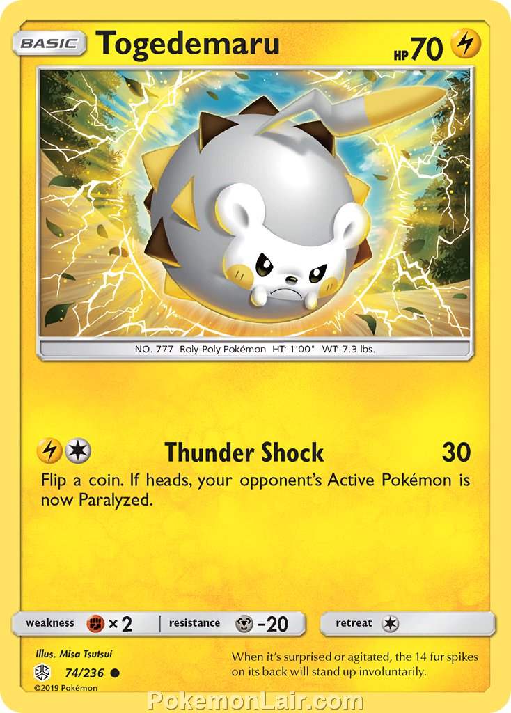 2019 Pokemon Trading Card Game Cosmic Eclipse Price List – 74 Togedemaru