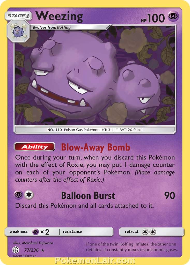 2019 Pokemon Trading Card Game Cosmic Eclipse Price List – 77 Weezing
