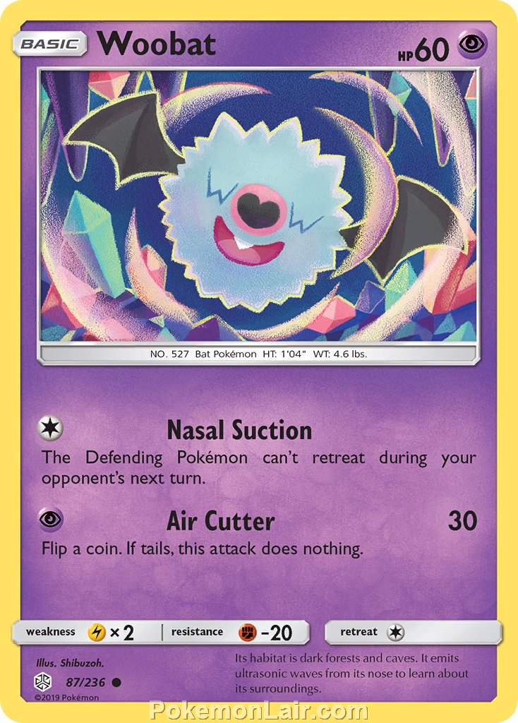 2019 Pokemon Trading Card Game Cosmic Eclipse Price List – 87 Woobat