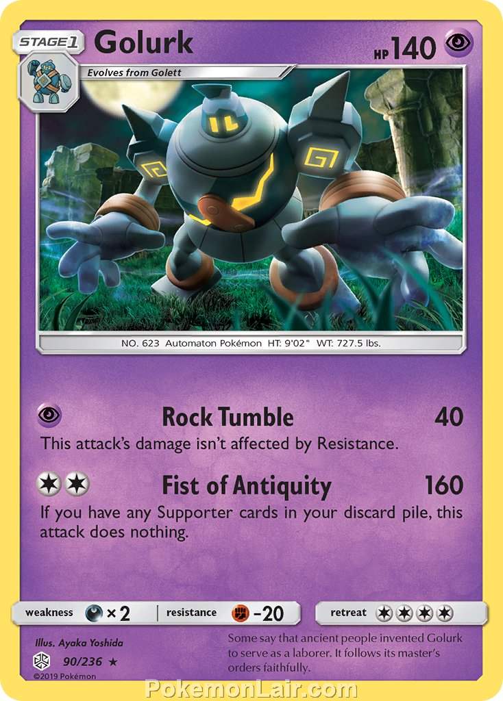 2019 Pokemon Trading Card Game Cosmic Eclipse Price List – 90 Golurk