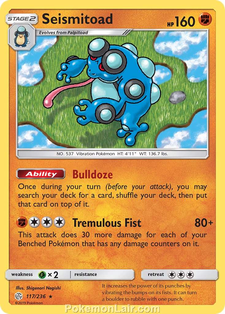 2019 Pokemon Trading Card Game Cosmic Eclipse Set – 117 Seismitoad