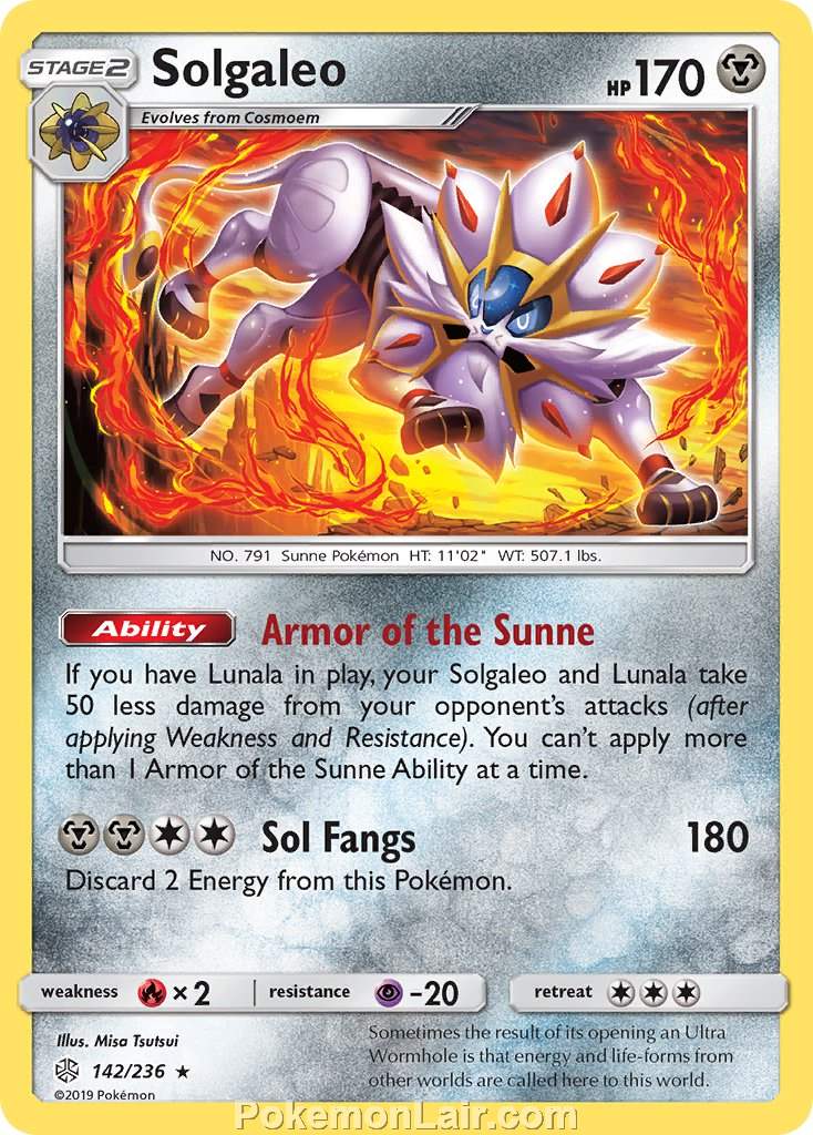 2019 Pokemon Trading Card Game Cosmic Eclipse Set – 142 Solgaleo