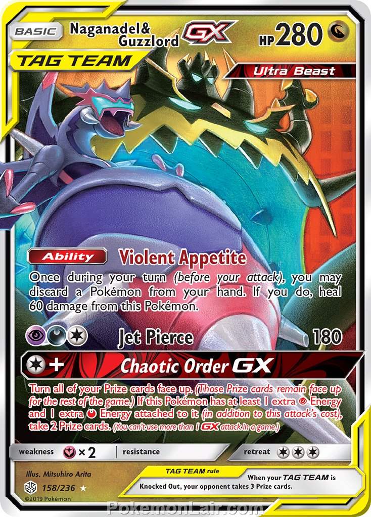 2019 Pokemon Trading Card Game Cosmic Eclipse Set – 158 Naganadel Guzzlord GX