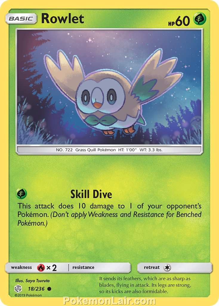 2019 Pokemon Trading Card Game Cosmic Eclipse Set – 18 Rowlet