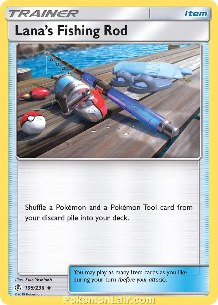 2019 Pokemon Trading Card Game Cosmic Eclipse Set – 195 Lanas Fishing Rod