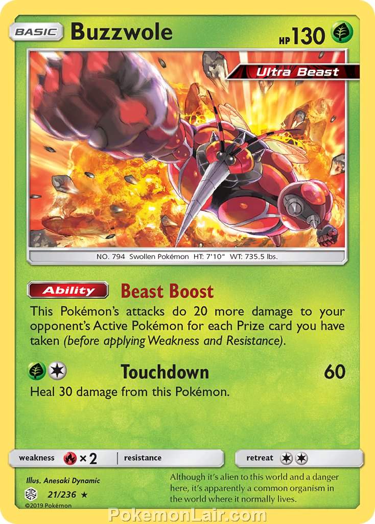 2019 Pokemon Trading Card Game Cosmic Eclipse Set – 21 Buzzwole