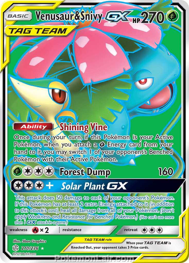 2019 Pokemon Trading Card Game Cosmic Eclipse Set – 210 Venusaur Snivy GX