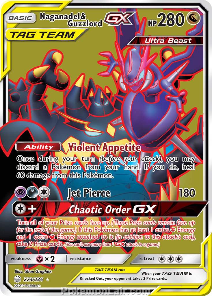 2019 Pokemon Trading Card Game Cosmic Eclipse Set – 223 Naganadel Guzzlord GX