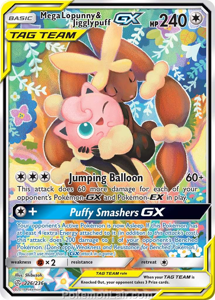 2019 Pokemon Trading Card Game Cosmic Eclipse Set – 226 Mega Lopunny Jigglypuff GX