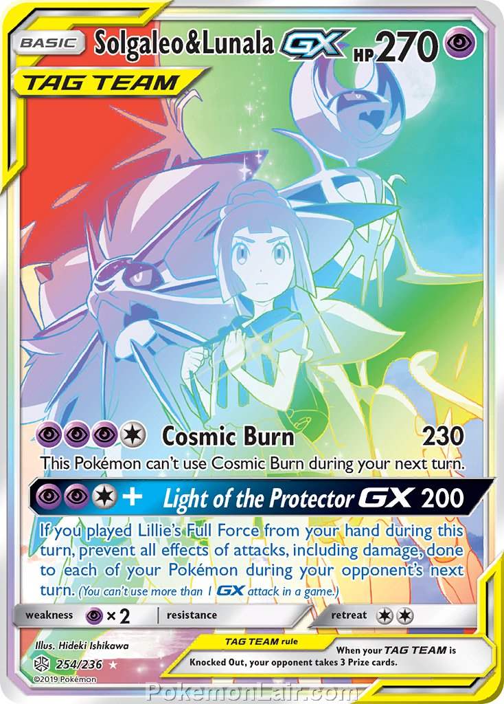 2019 Pokemon Trading Card Game Cosmic Eclipse Set – 254 Solgaleo Lunala GX