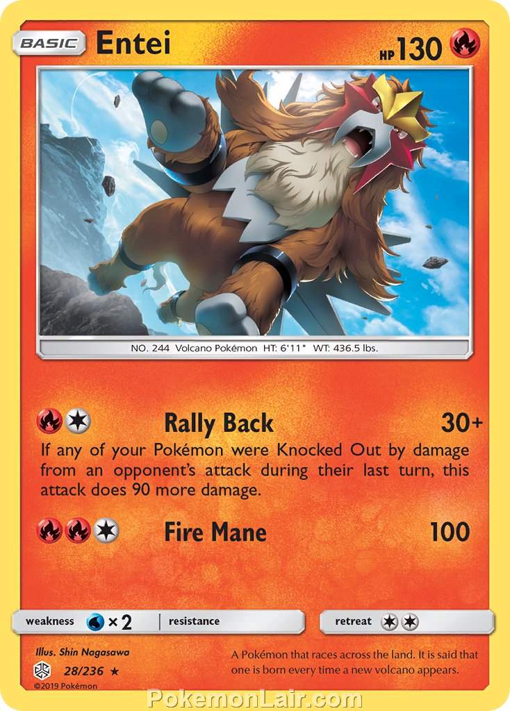 2019 Pokemon Trading Card Game Cosmic Eclipse Set – 28 Entei