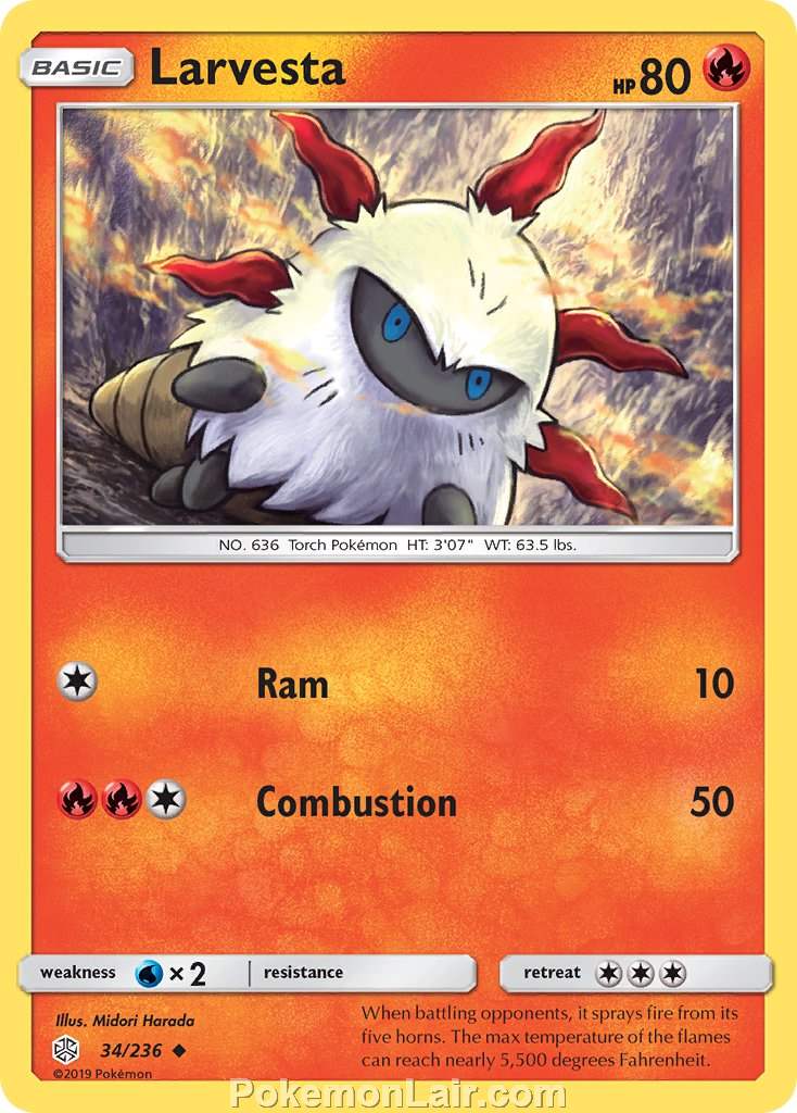 2019 Pokemon Trading Card Game Cosmic Eclipse Set – 34 Larvesta