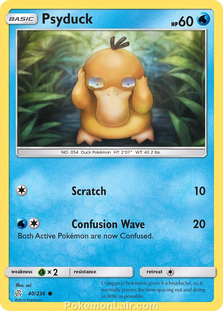 2019 Pokemon Trading Card Game Cosmic Eclipse Set – 40 Psyduck