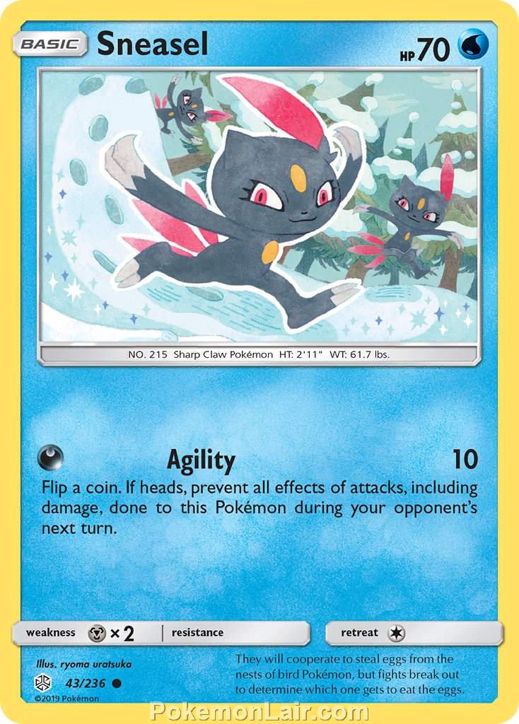 2019 Pokemon Trading Card Game Cosmic Eclipse Set – 43 Sneasel
