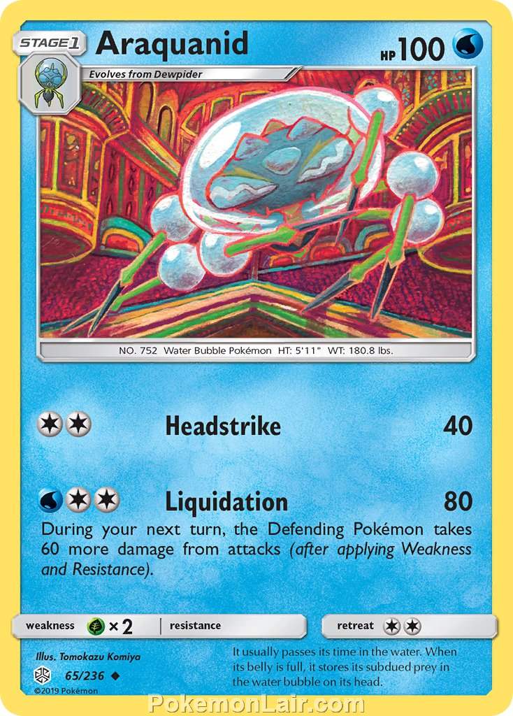 2019 Pokemon Trading Card Game Cosmic Eclipse Set – 65 Araquanid