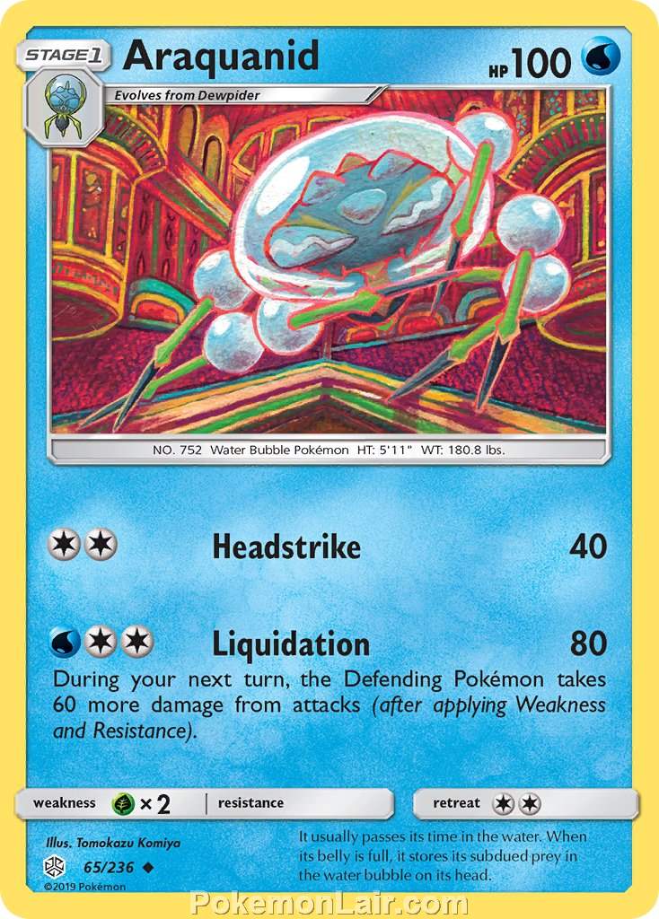 2019 Pokemon Trading Card Game Cosmic Eclipse Set – 65 Araquanid