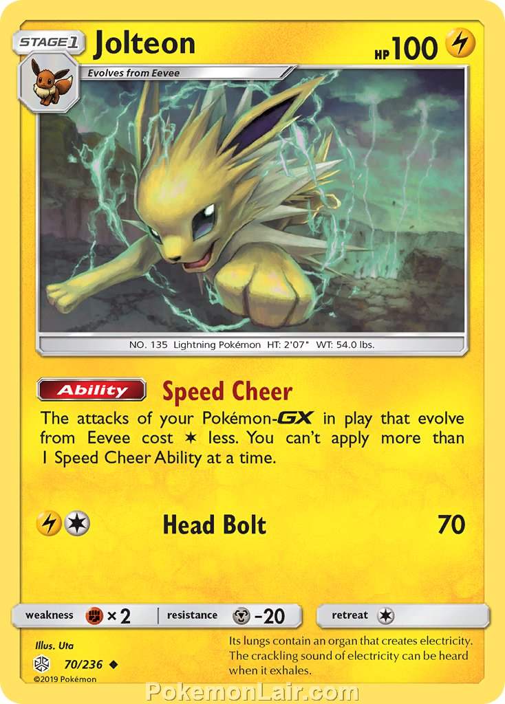 2019 Pokemon Trading Card Game Cosmic Eclipse Set – 70 Jolteon