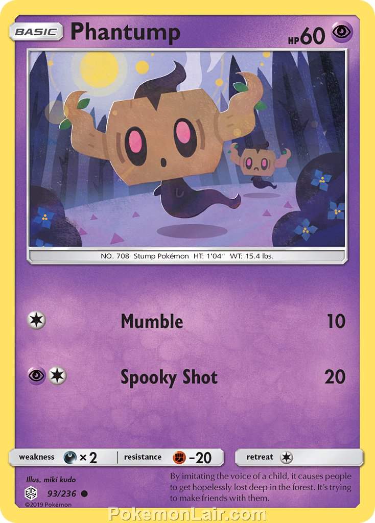 2019 Pokemon Trading Card Game Cosmic Eclipse Set – 93 Phantump