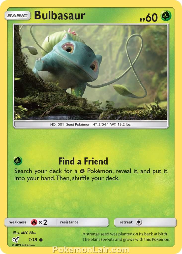 2019 Pokemon Trading Card Game Detective Pikachu Set – 1 Bulbasaur