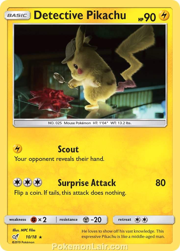 2019 Pokemon Trading Card Game Detective Pikachu Set – 10 Detective Pikachu