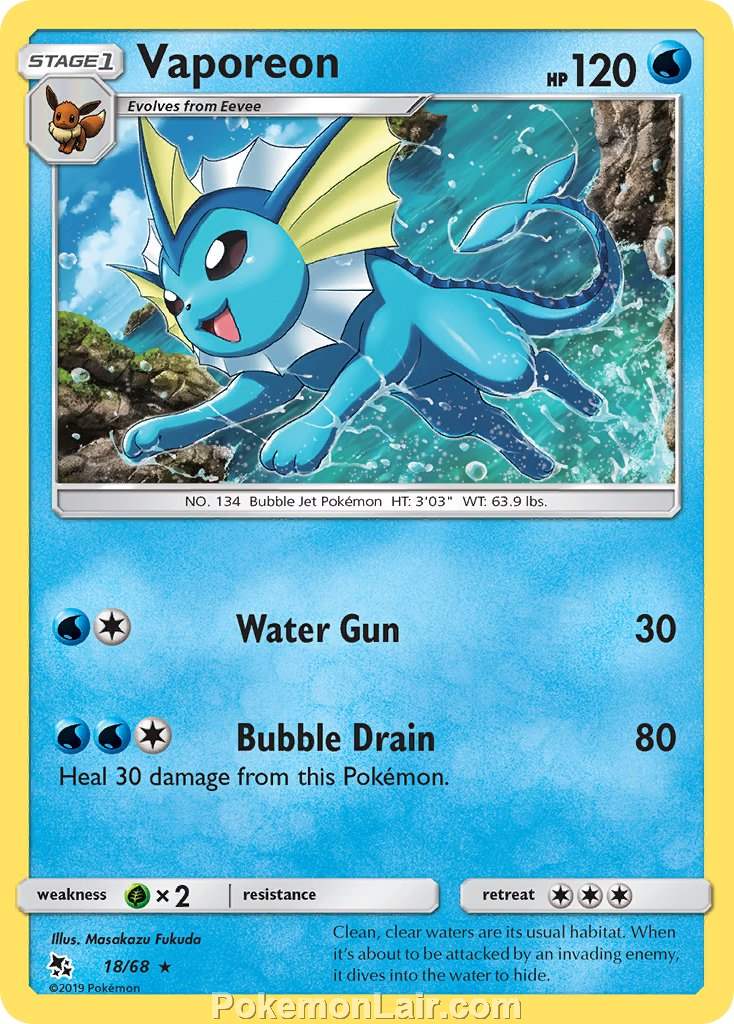 2019 Pokemon Trading Card Game Hidden Fates Price List – 18 Vaporeon