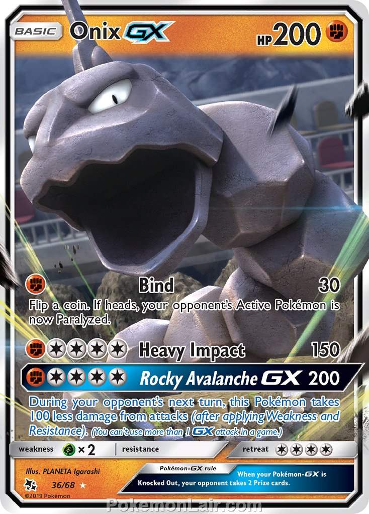 2019 Pokemon Trading Card Game Hidden Fates Price List – 36 Onix GX