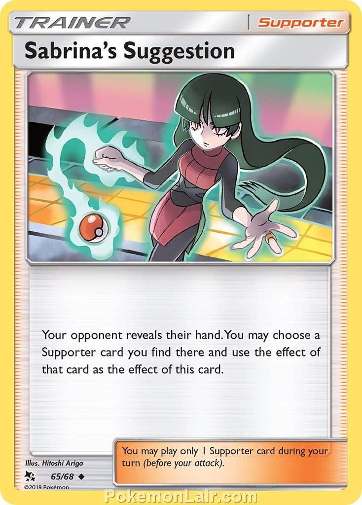 2019 Pokemon Trading Card Game Hidden Fates Price List – 65 Sabrinas Suggestion