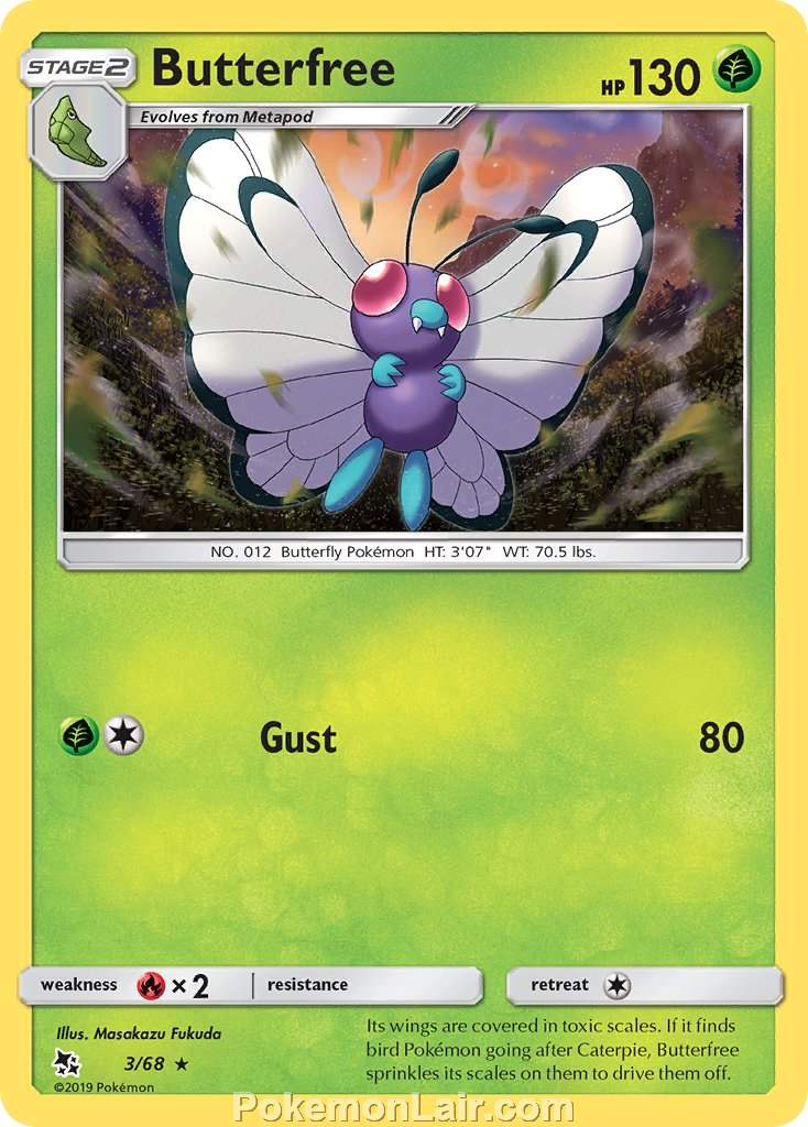 2019 Pokemon Trading Card Game Hidden Fates Set – 3 Butterfree