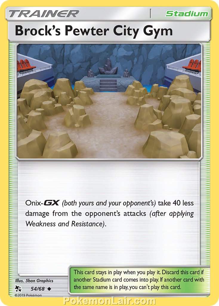 2019 Pokemon Trading Card Game Hidden Fates Set – 54 Brocks Pewter City Gym