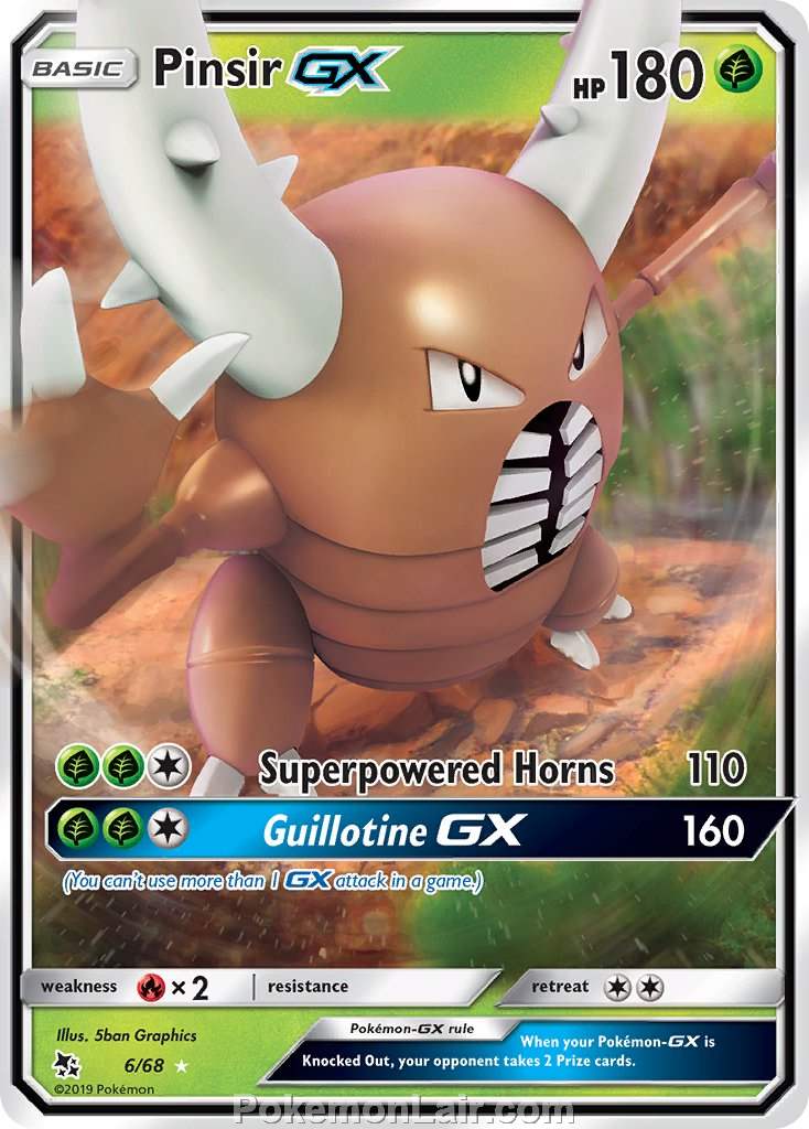 2019 Pokemon Trading Card Game Hidden Fates Set – 6 Pinsir GX