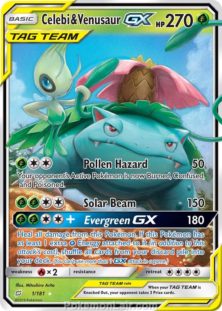 2019 Pokemon Trading Card Game Team Up Price List – 1 Celebi Venusaur GX