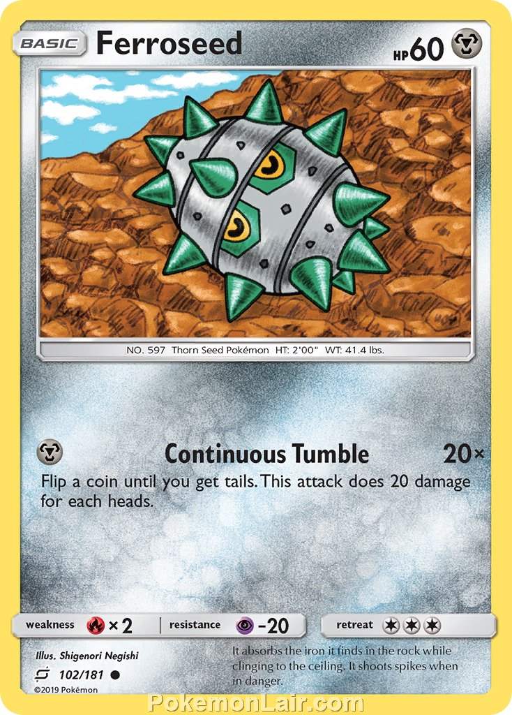 2019 Pokemon Trading Card Game Team Up Price List – 102 Ferroseed