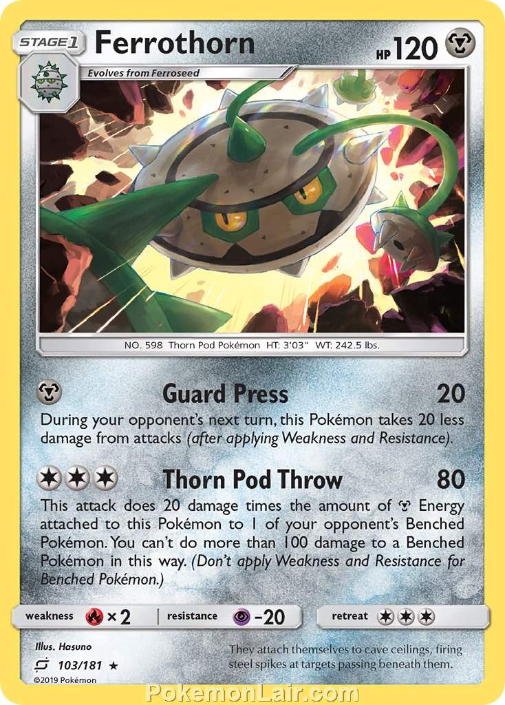 2019 Pokemon Trading Card Game Team Up Price List – 103 Ferrothorn