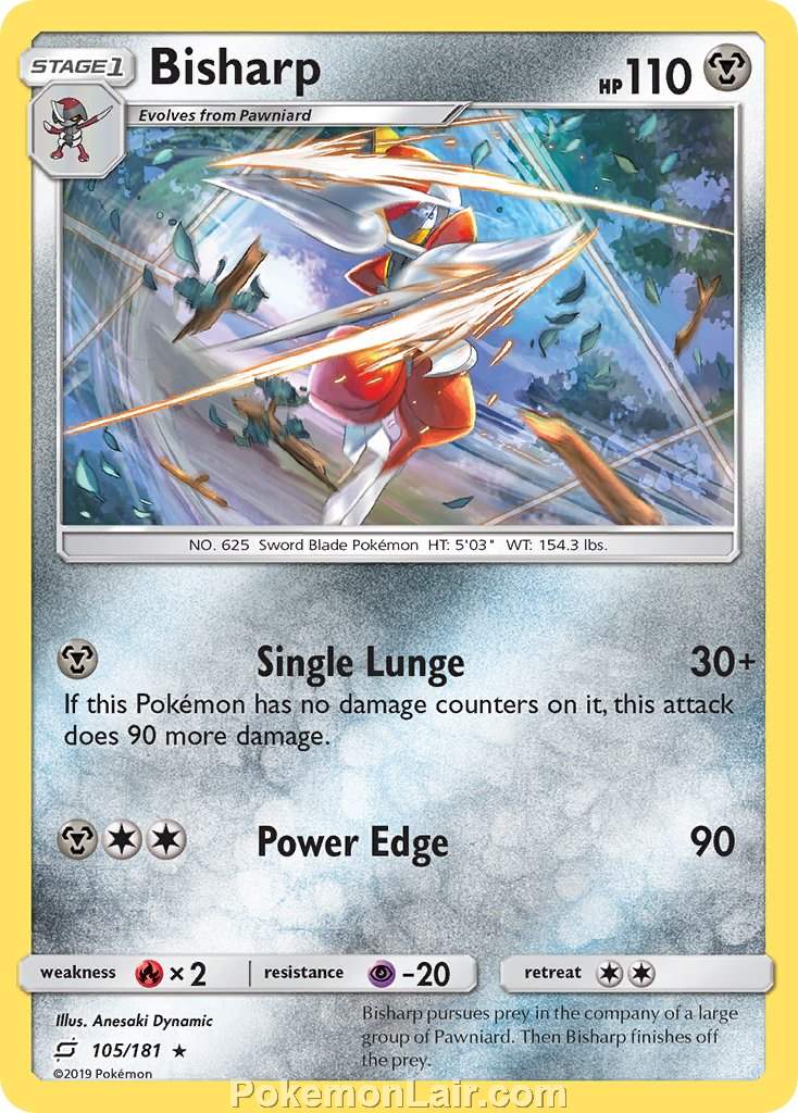 2019 Pokemon Trading Card Game Team Up Price List – 105 Bisharp